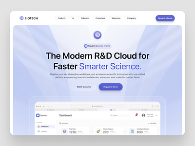 Biotech Landing Page bacteria bio biotech landing page biotech website biotechnology diagnosis healthcare hero home page innovation lab laboratory landing page medical technology ui design ui ux web design website