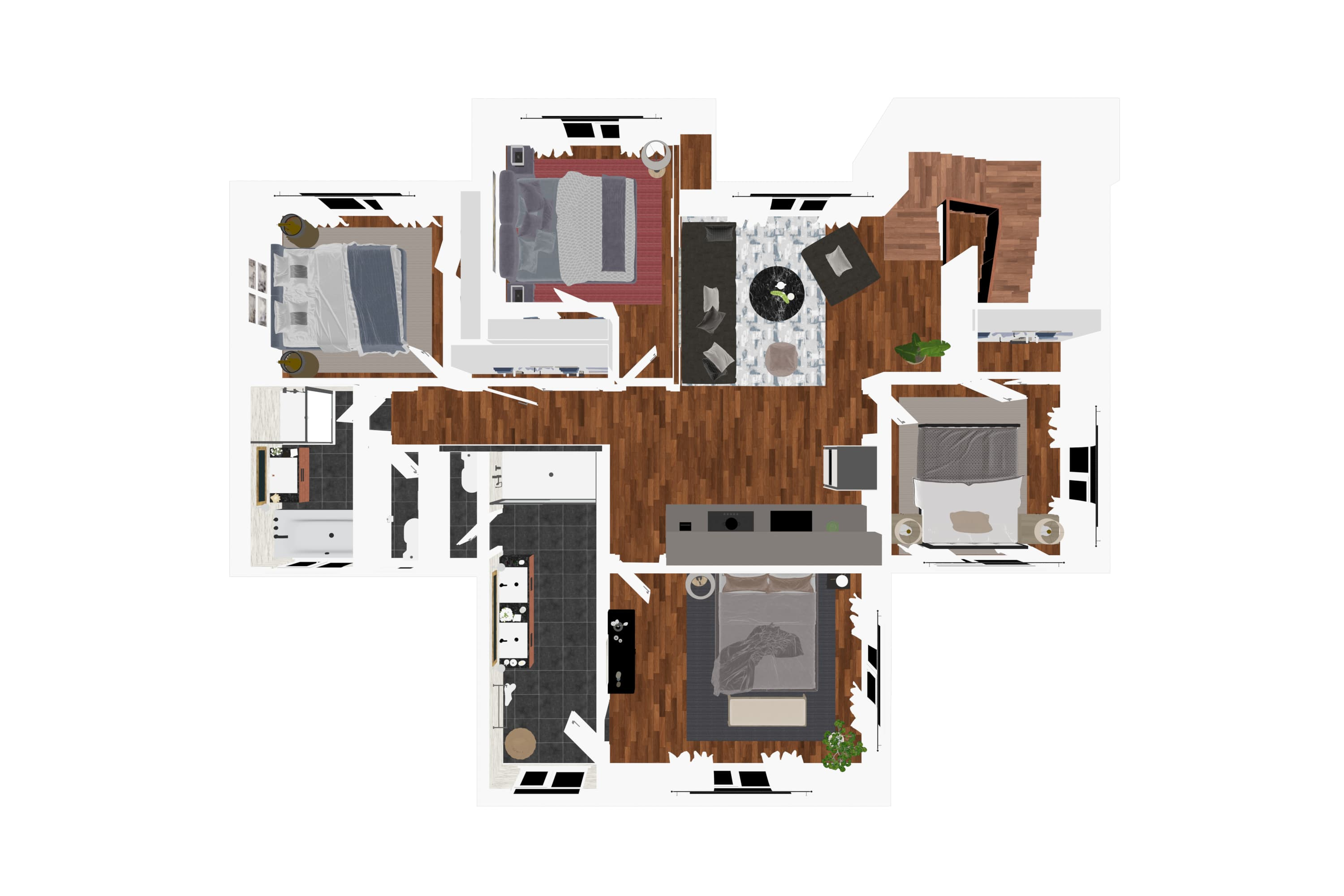 Example of Modern 3D Floor Plan Visualization
