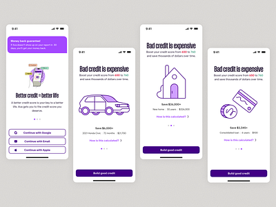 Fintech - mobile app onboarding/sign in android branding credit building credit card credit score design graphic design illustration ios mobile app product design ui ux