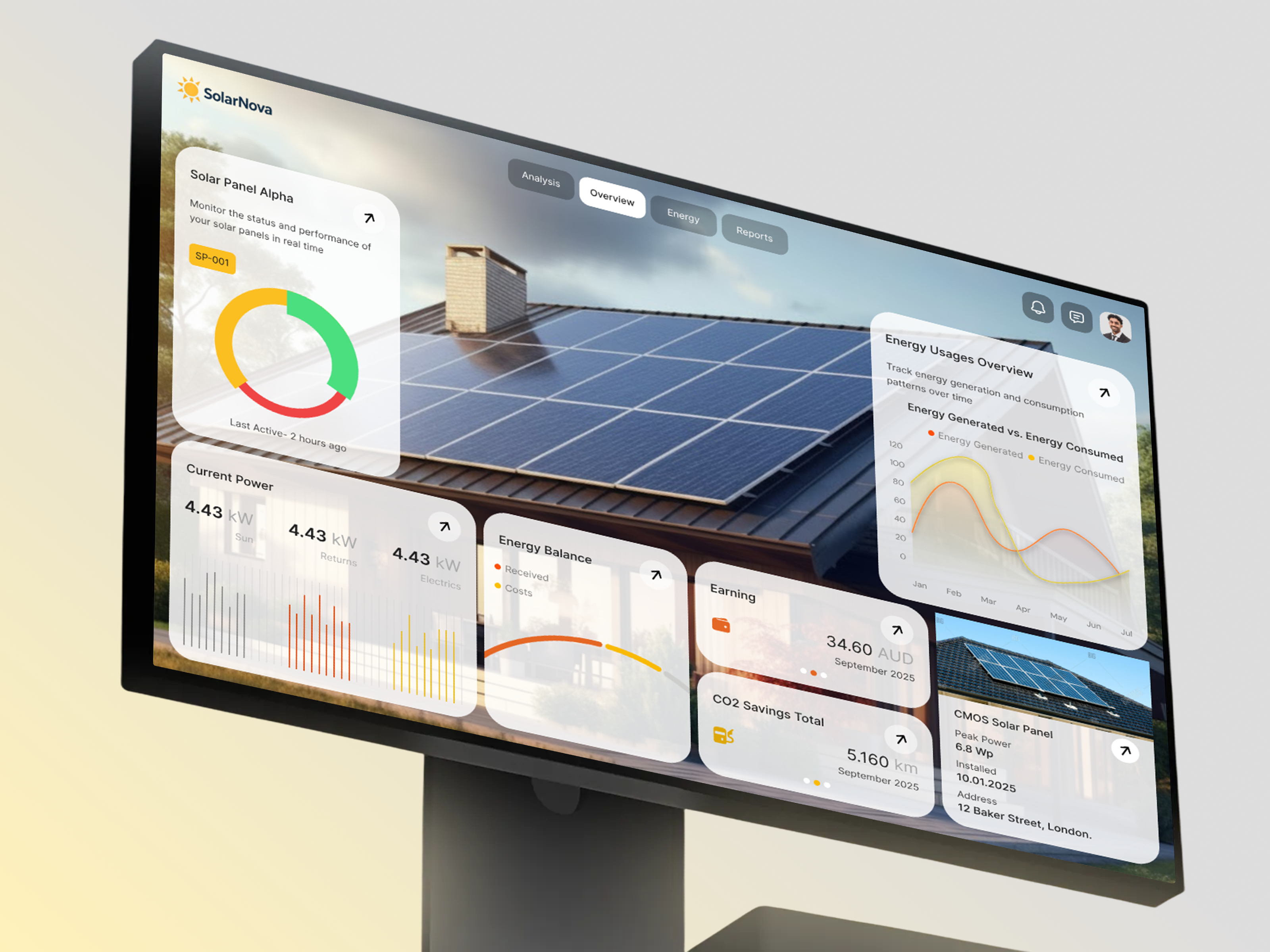 Solenest — Solar Monitoring Platform Dashboard UI business clean energy crm dashboard design data visualization design inspiration ecology energy analytics energy management energy management dashboard mobile app product design renewable tech saas solar monitoring solar panel design sustainable tech uiux ux design web app