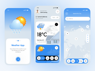 ClimaView — Weather Mobile App | Forecast Made Simple 🌤️ app exploration clean climate app daily forecast dashboard ui map minimal app minimalist ui mobile app mobile ui modern mobile app rain alert smart app sunny weather sunset temperature app ui ux uiux design weather app weather forecast