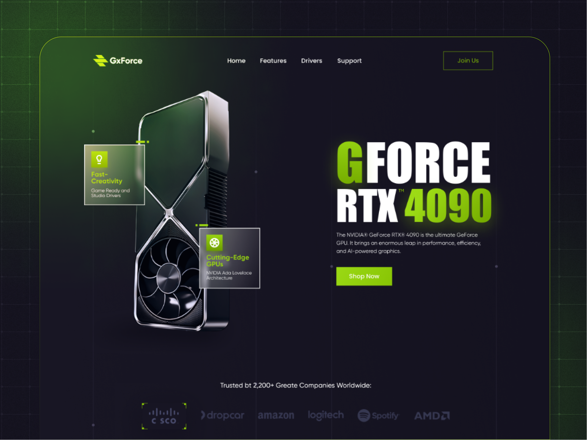RTX Product Details | Homepage Design app banner branding computer creative design graphic design green homepage landingpage rtx ui ux web website website dark