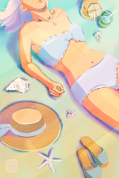 Seaside vacation fashion illustration