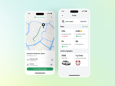 The Veyo Driver App - menu & profile account analytics appdesign dashboard driverapp driverprofile earnings experience mobileapp notifications opportunities payment productdesign ridesharing statistics transportationapp triphistory uiux useraccount