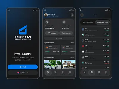 FinaSphere — Next-Gen AI-Driven Investment & Wealth App ai app app concept clean ui crypto app dark ui dashboard finance finance dashboard fintech fintech design investing app investment mobile design mobile ui modern ui portfolio product design trading app uiux wealth app