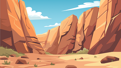 Sunlit Canyon With Majestic Cliffs canyon cliffs desert graphic design illustration landscape rocky sunset terrain