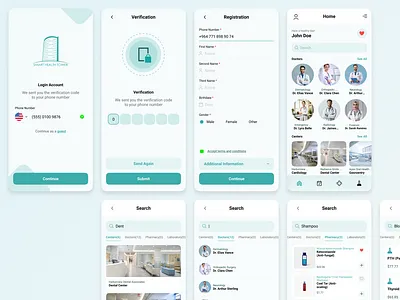 Smart Health Tower: The Integrated Hospital & Clinic App UI/UX appdesign clinic design doctorbooking healthcare hospital laboratory medical mobileapp onboarding pharmacy ui uiux ux