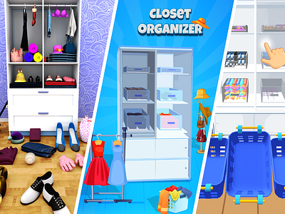 Drag & Drop UI – Closet Organizer Mobile Game 3d animation art satisfaction asmr closet sorting ui cozy game simulation dev interactive graphic design hyper casual 3d low poly game mobile game puzzle game ui unity ux casual game