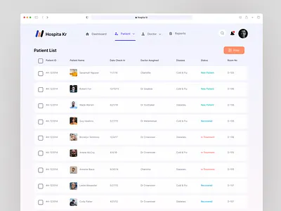 Hospital Management Admin UI admin panel clinic dashbaord dashboard health dashaboard hospital management system medical service medicament paitent telemedicine web app