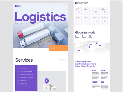Logistic landing page cargo clean graphic design landing page logistic minimal ui ux web web design website