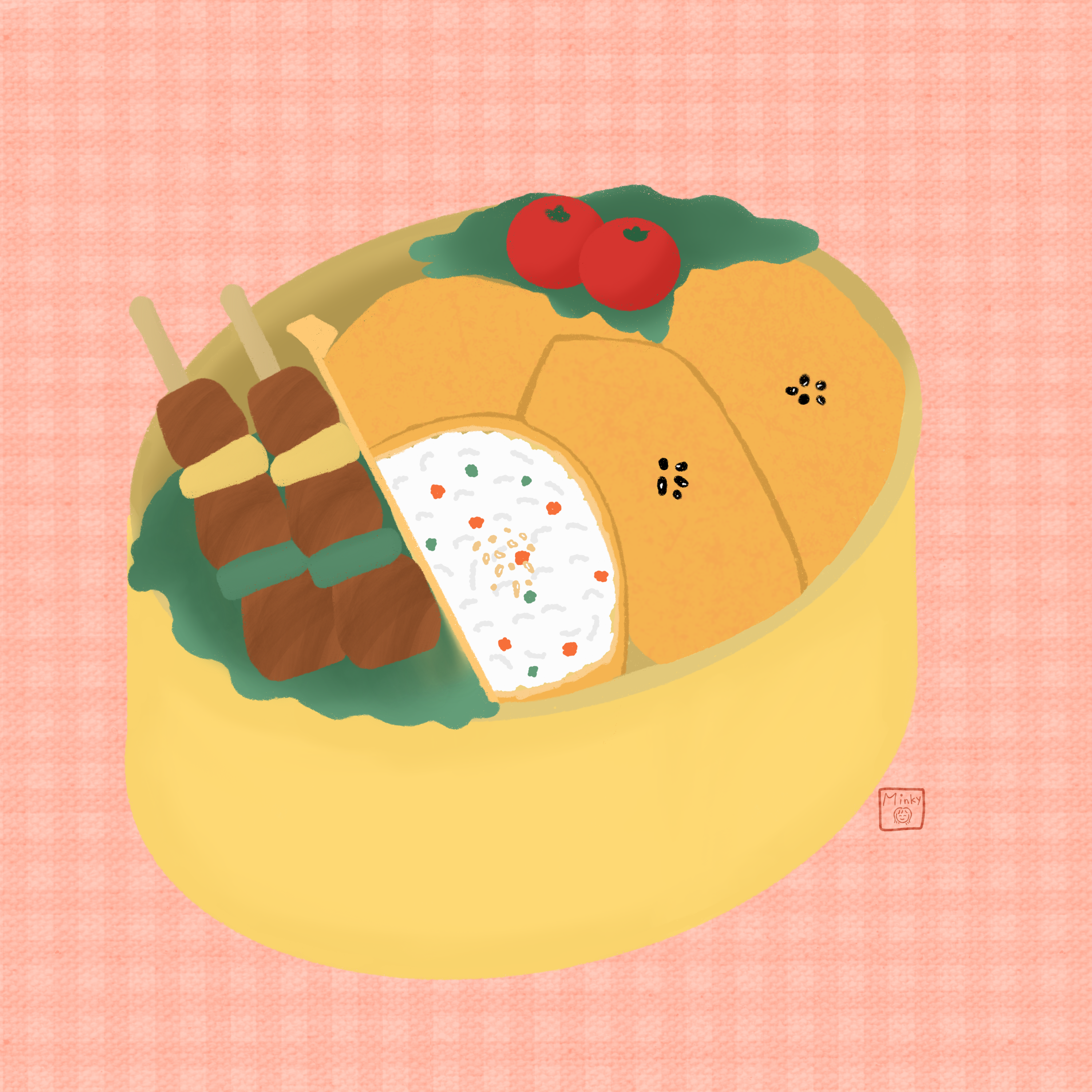 A Heartfelt lunch box Illustration artwork digital art digital drawing food illustration lunchbox meal picnic procreate
