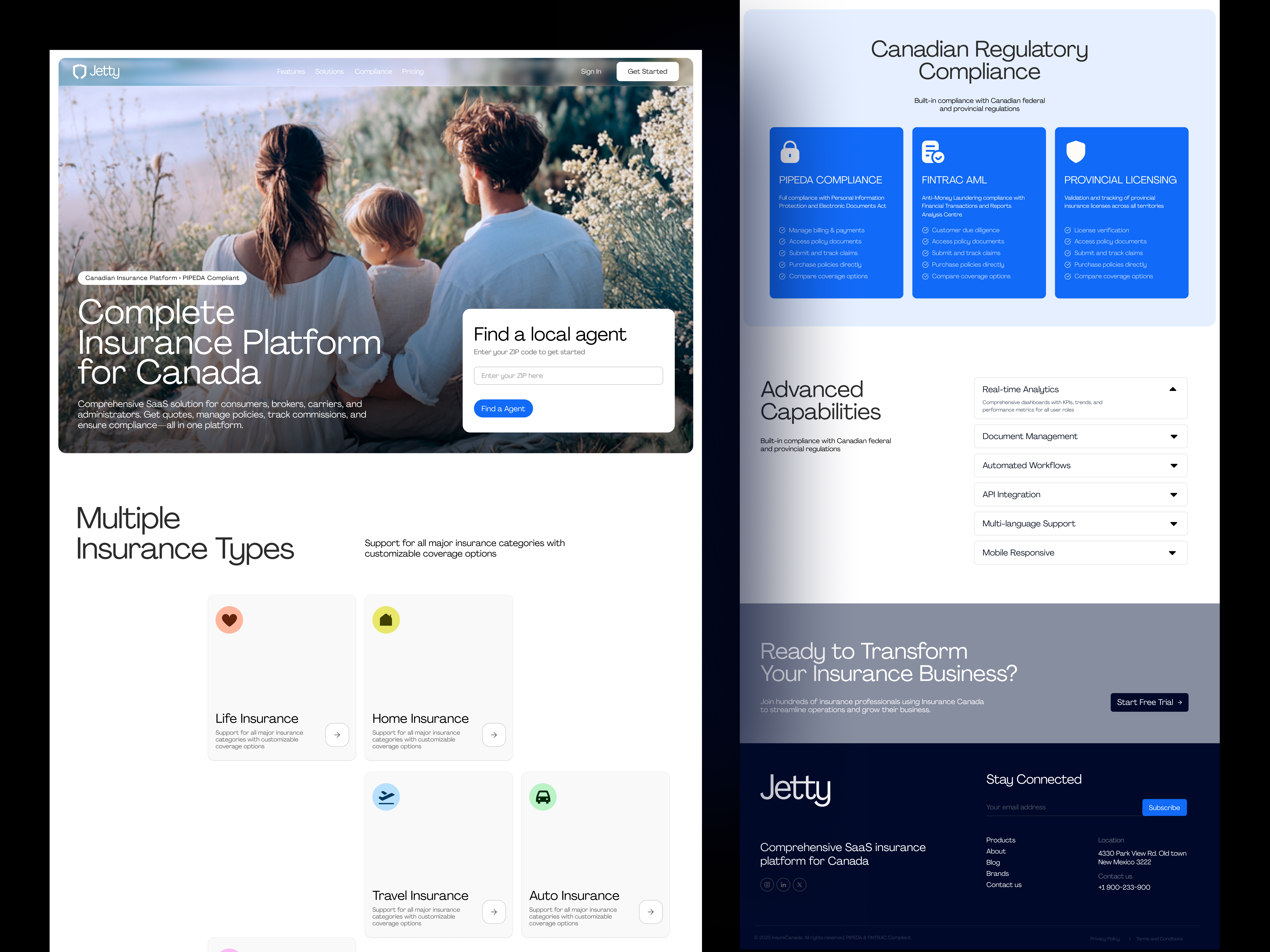 Jetty — Insurance Website Design b2b saas design clean ui dashboard ui design system fintech ui insurance insurance website landing page minimal website modern landing page modern website redesign saas web design travel insurance uiux visual identity webapp design website design