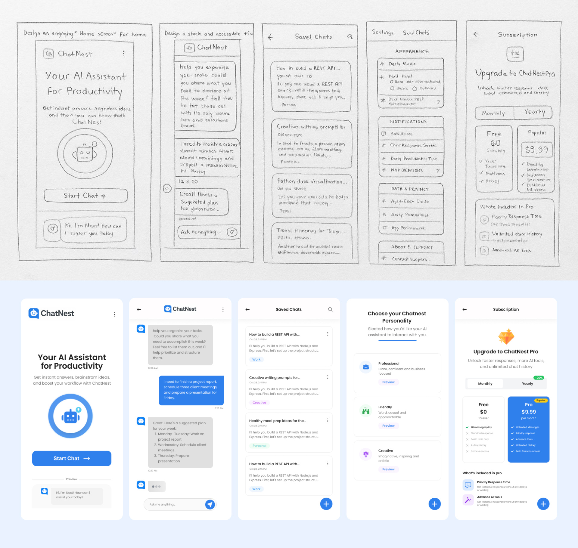 Example of Ai Chatbot App UI Kit