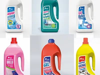 Household Cleaners – Full Packaging Range 3d mockups branding cleaning products consumer goods fmcg household cleaners illustrator label design packaging design photoshop print design product design retail packaging shelf design supermarket packaging