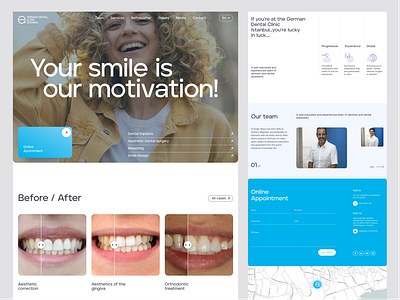 Dentist landing page clinic dentist graphic design health landing page ui webdesign website