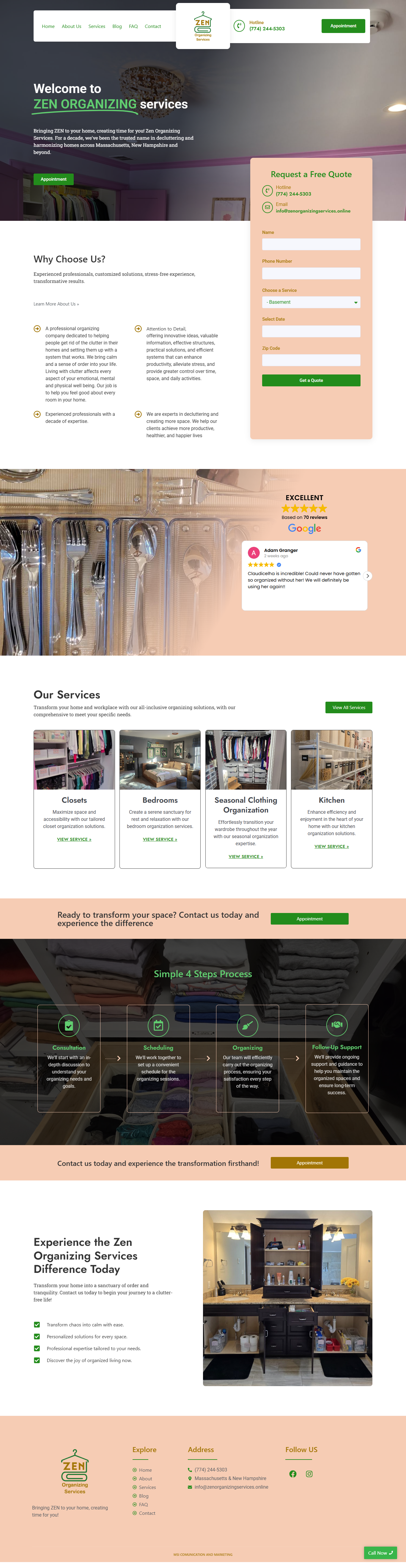 Zen Organizing Services – Clean, Calming Website Design branding design graphic design illustration landingpage logo vector webdesign webxpart