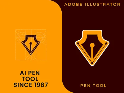 Adobe Illustrator Pen Tool Badge adobe ai badge brown competition contest design dribble famous idea illustrator logo minimalistic modern orange pen pen tool tool vector