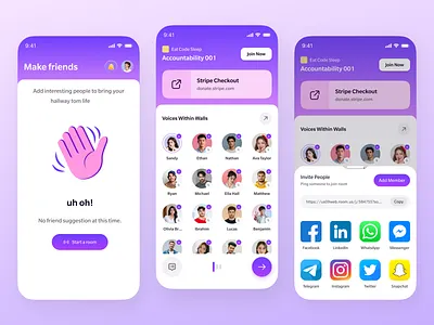 Live Audio Chat Rooms Mobile App Design app design audil rooms audio rooms chat app chat app ios live audio mobile app mobile app design real time app social app social audio uiux voice app voice chat