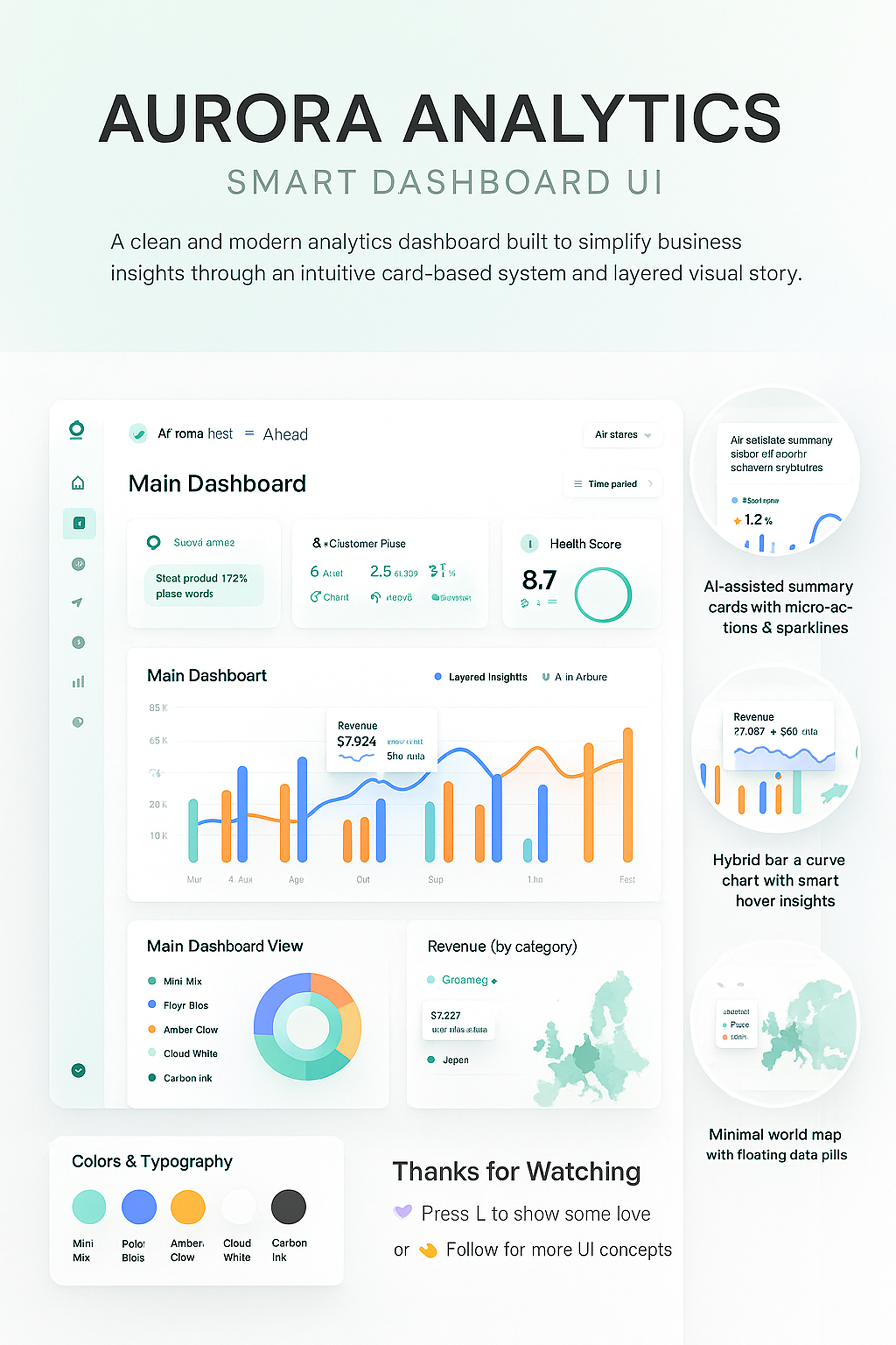 Aurora Analytics–Smart Dashboard UI Concept (Designed in Figma) analytics clean design dashboard dashboard ui data visualization dribbble figma minimal modern ui product design saas design ui design uxui web app