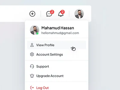 Profile Dropdown Menu – Clean UI Component component dashboard design drop down modal modal design more action profile menu ui ui component ui design user interface design ux design web web design website design