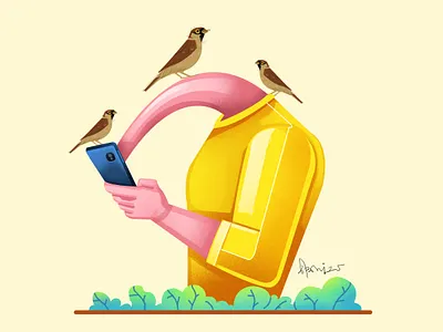 சிட்டுக்குருவி மாயம் creative trending illustration digital art illustration marketing sparrow சிட்டுக்குருவி