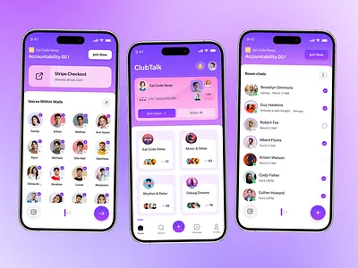 Live Audio Chat Rooms Mobile App audio rooms chat app chat room clubhouse communication app community app live audio live stream mobile app room chat social media ui voice app