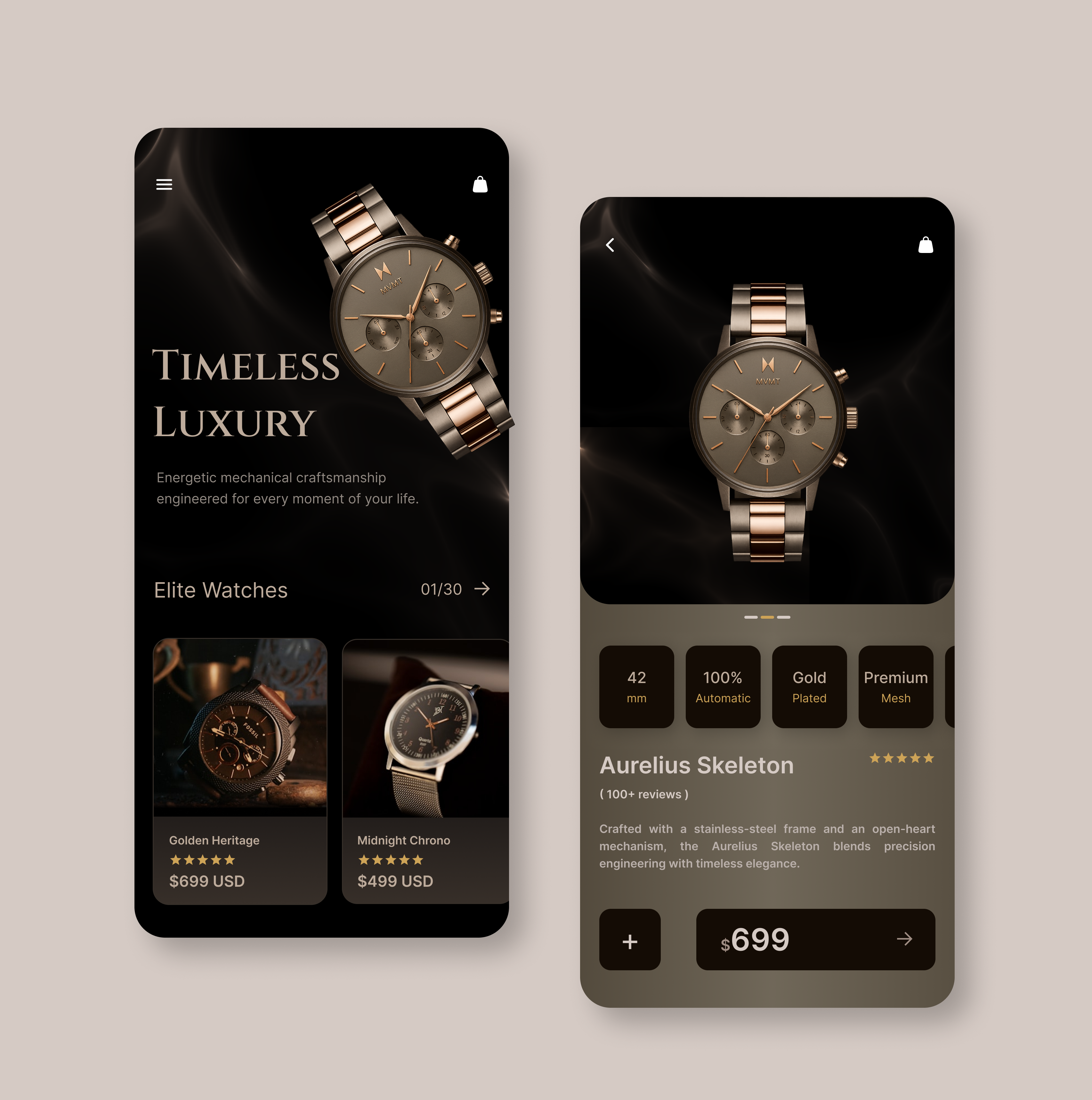 Luxury Watch App figma product design ui ui ux watch