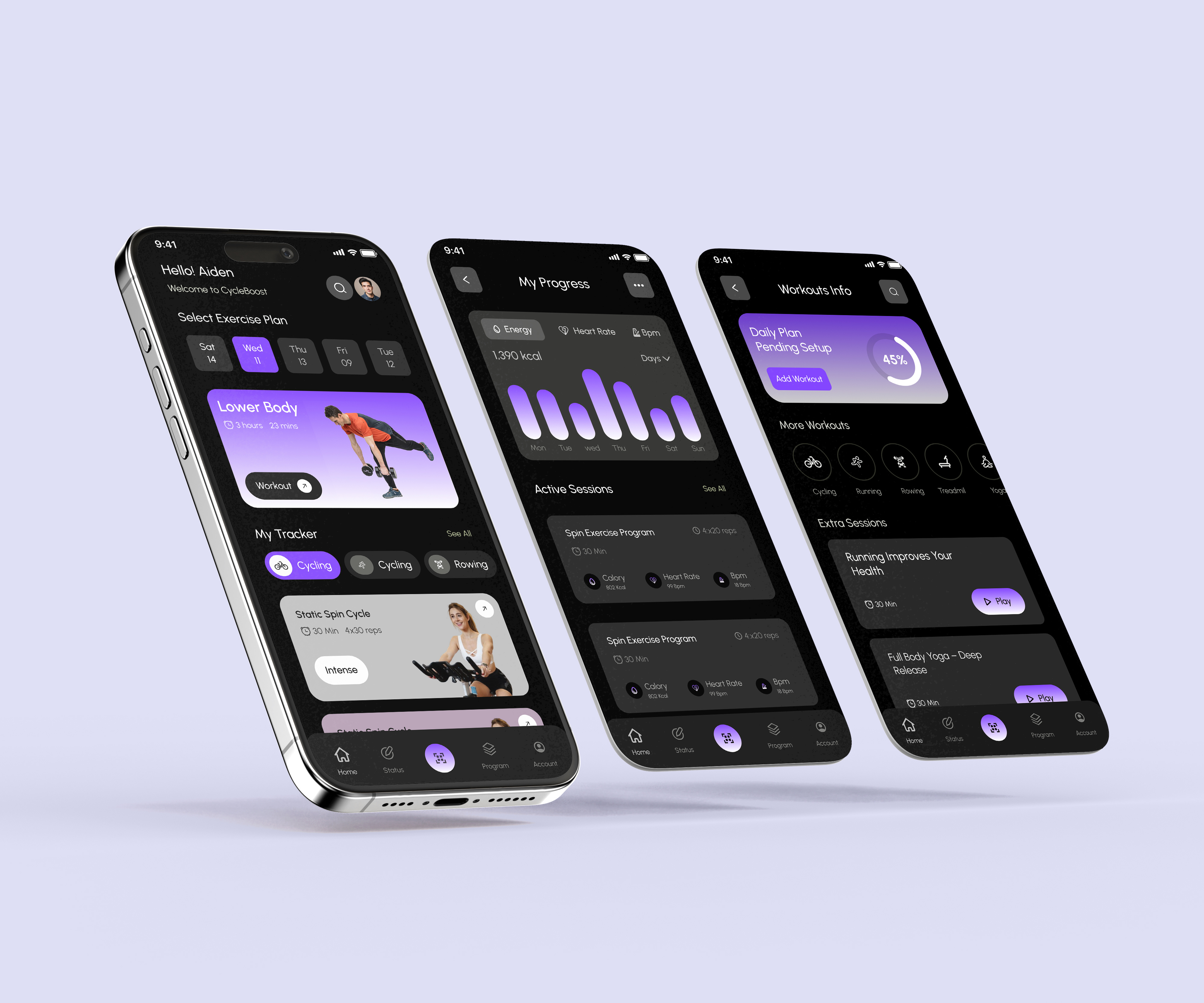 CycleBoost — Modern Fitness Tracking App UI app app design app ui design ios mobile mobile app mobile app design mobile app ui mvp react native ui ui design user interface ux ux design