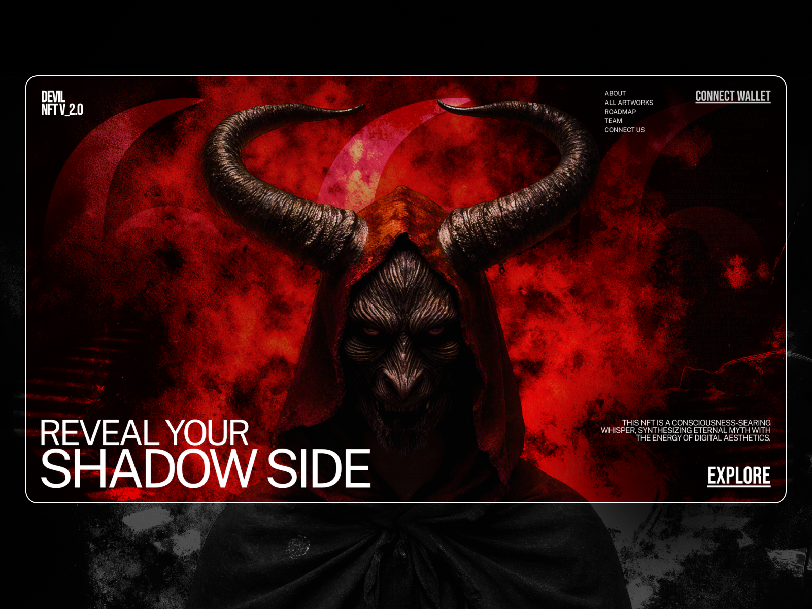 NFT Devil Main screen design UI/UX - By Oleksandr Design ai ai nft blockchain blockchaine branding crypto design design digital art figmadesign graphic design landing page minimalism modern design nft nft art ui ux web3 design webdesign