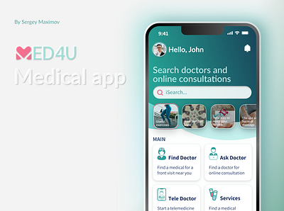 UI Design concept for medical app "Med4U" casestudy design figma graphic design illustration medical micointeractions prototyping ui vector