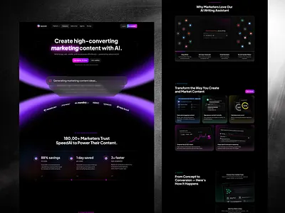 AI Content Writer & Marketing Assistant ai aiassistant homepage landing page ui webdesign website website design writer