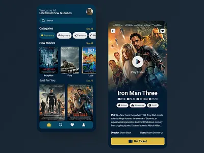 Movie Application UI design ui ux