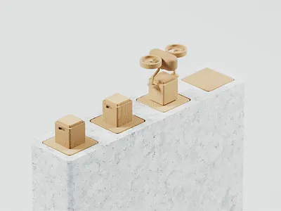 Rush 3d 3d animation blender blender3d delivery drone drones flight flying illustration isometric isometric illustration marble minimal quadcopter wood