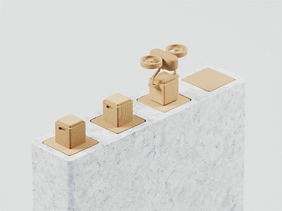 Rush 3d 3d animation blender blender3d delivery drone drones flight flying illustration isometric isometric illustration marble minimal quadcopter wood