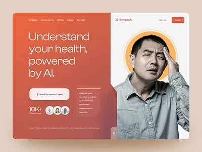 AI-Assisted Symptom Checker Website Design ai design clean ui digital health figma design healthcare app healthtech interface design landing page medical dashboard medical ui minimalist design modern web ui portfolio project product design responsive design sddsds ui design user experience ux design web design