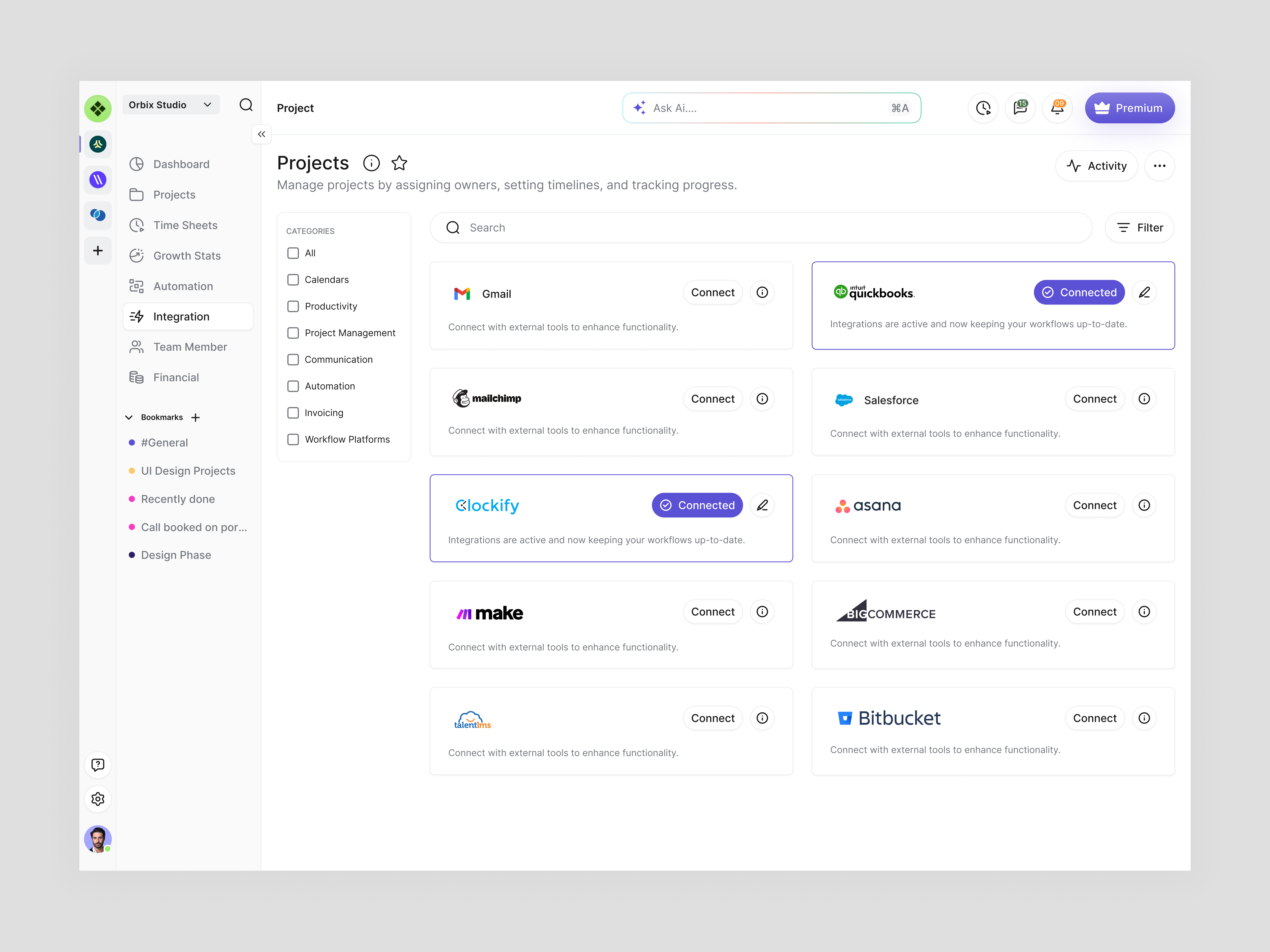 Project Management Dashboard Design | Workflow Platform admin panel ui dashboard design integration dashboard ui management dashboard modern dashboard orbix studio product design productivity app user interface project management project management dashboard saas web application interface web design website design