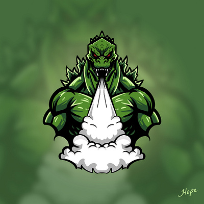 Green Godzilla Mascot Logo Design anime anime design art artwork character character design character illustration design digital art gaming mascot godzilla godzilla art graphic design illustration logo design mascot mascot logo mascot logo design