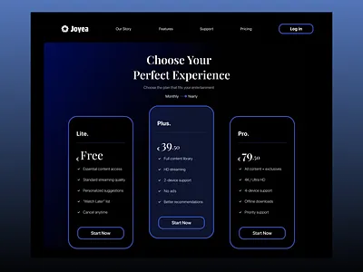 JOEA — Media Platform Pricing UI figma ux uı web design