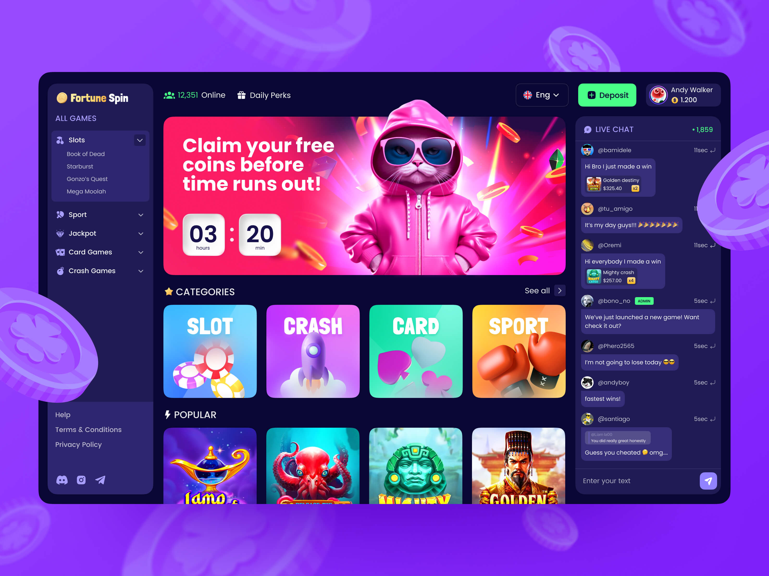 Example of Casino | OnlineCasino | CasinoGames | CasinoPlatform | Dashboard
