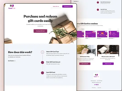 Card4Us: Digital Gift Card Website gift landing page ui ux website