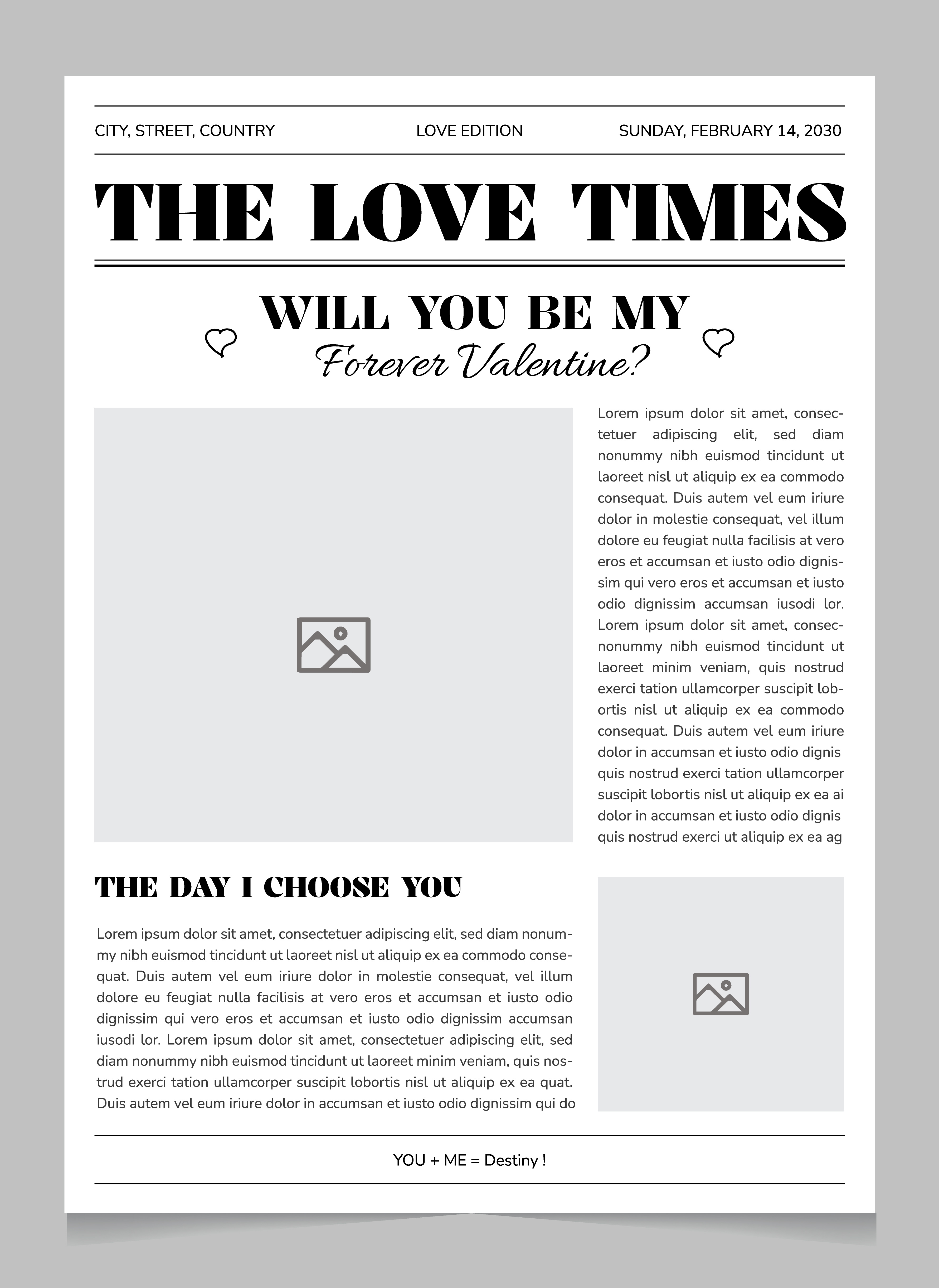 Valentine Newspaper Template – Romantic Love Letter Layout anniversary template couple valentine gift editable magazine template editable valentine love letter template love magazine template love newspaper newspaper style template printable valentine card romantic magazine cover romantic newspaper romantic poster romantic template valentine card design valentine flyer valentine mockup valentine newspaper valentine printable valentine template wedding announcement template