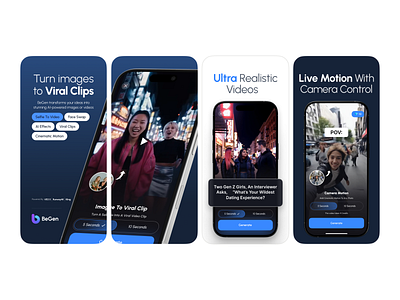 Premium App Store Screenshots | AI Video Generator - BeGen app design app screenshot ios app design mobile app design screenshot ui design user journey mapping
