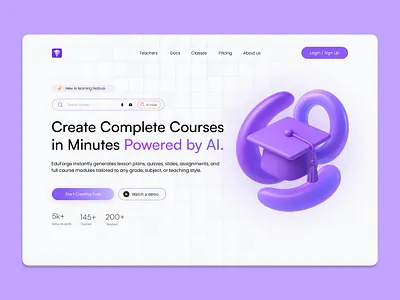 EduForge — AI-Powered Course Builder Hero Exploration 3d illustration ai course builder ai ux clean ui design inspiration edtech platform education platform eduforge figma interface design landing page modern design product design saas hero section ui designer web ui