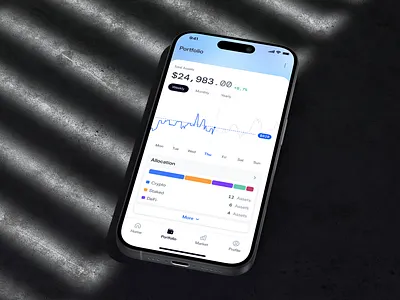 Crypto Investment App: Portfolio & Market Overview app design blockchain chart crypto crypto app crypto mobile app crypto portfolio dashboard defi invest investing investment ios mobile app money portfolio product design stock uiux web3