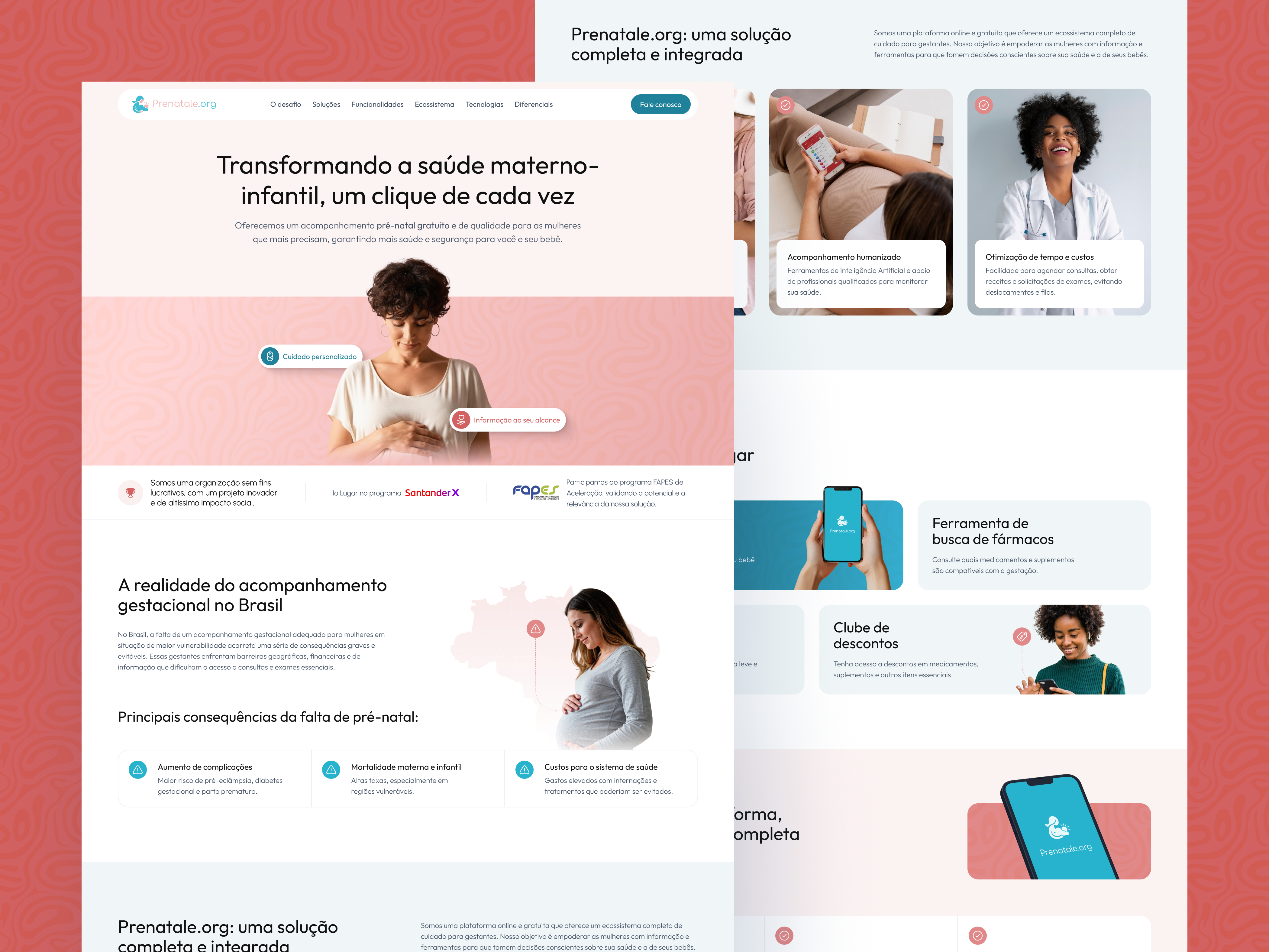 Maternal HealthTech Platform UI/UX Design bem estar clean ui gestational tracking gravidez health platform healthcare website healthtech landing page maternal health maternity mhealth pregnancy app prenatal care pré natal saúde da mulher saúde materno infantil website wellness