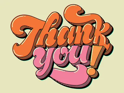 Thank You Vintage Lettering branding custom type design hand lettering illustration polite psychedelic retro thank you type typography vector vintage