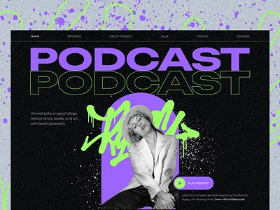 Podcast Landing page design | Hero section UI / UX design bright creative design landing modern podcast site design ui ux website