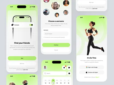 PeakForm - Onboarding, Register, Log In, Forgot Password page app forgot password log in login mobile mobile app mobile kit onboarding register registration sign in sign up splash screen ui kit