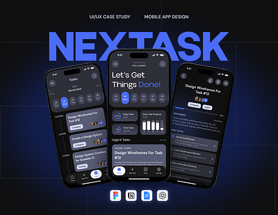 NexTask - Task Management App - UI UX Case Study branding design dribbble ecommerce figma figma designer graphic design illustration logo mobile app productivity task task management ui ui ux ui ux design vector web design