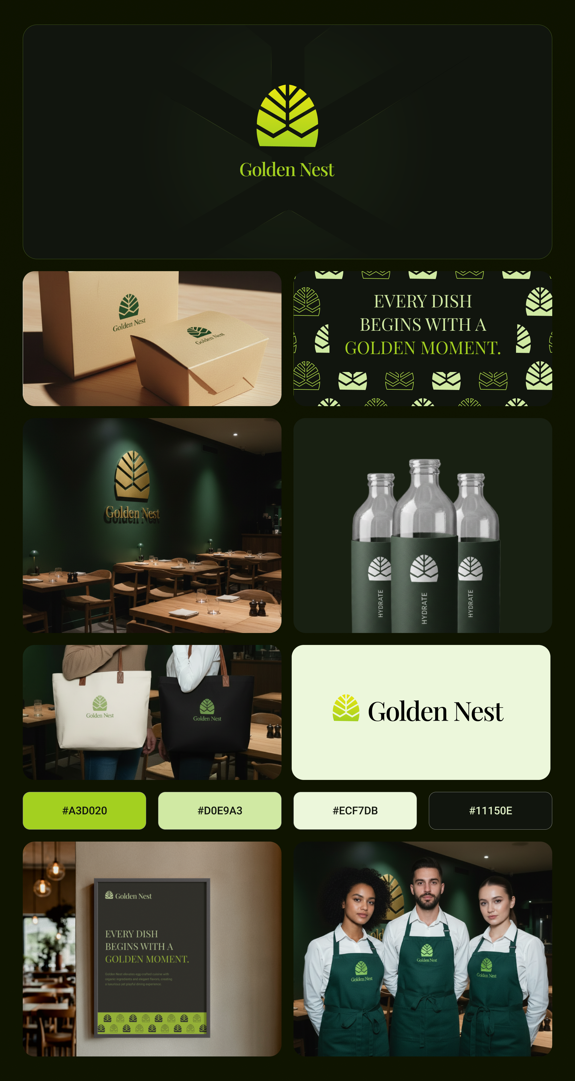 Golden Nest Brand Identity brand identity branding branding restaurant premium restaurant restaurant logo restaurant mockup